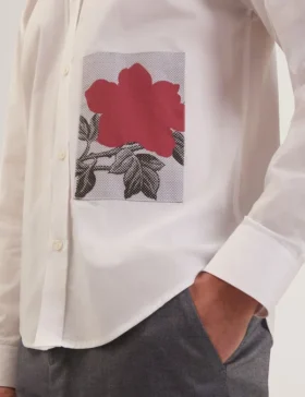 ALVIRO Grafik Yama Geniş Kesim Pamuklu Gömlek