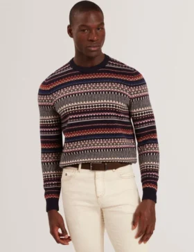AMARAT Fair Isle Bisiklet Yaka Yün Kazak