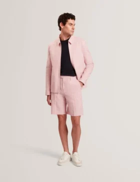ASHLEYJ Keten Pamuklu Fermuarlı Harrington Ceket