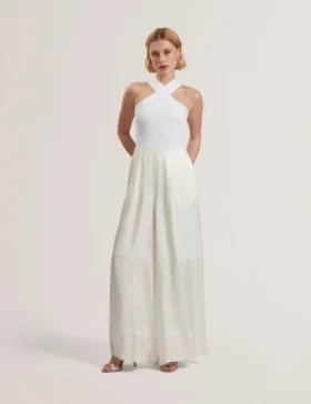 BAIBLU Halter Yaka Örme Korse Tulum