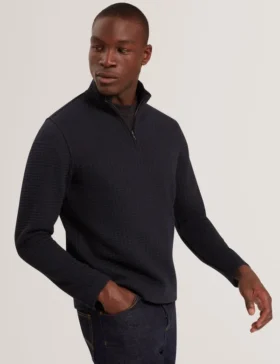CAINDLE Waffle Örgü Çeyrek Fermuarlı Sweatshirt