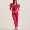 CALONDA Oversized Fırfırlı V Yaka Üst