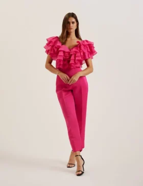 CALONDA Oversized Fırfırlı V Yaka Üst