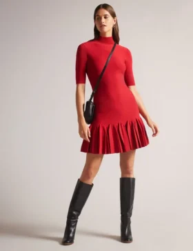 CANDDY Pileli Etek Ucu Bodycon Örme Mini Elbise