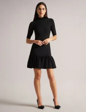 CANDDY Pileli Etek Ucu Bodycon Örme Mini Elbise