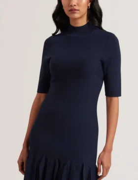 CANDDY Pileli Etek Ucu Bodycon Örme Mini Elbise
