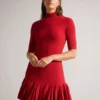 CANDDY Pileli Etek Ucu Bodycon Örme Mini Elbise