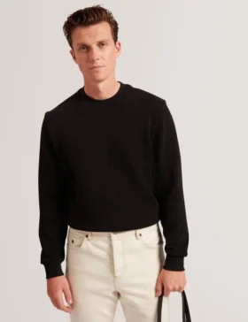 ELATES Balıksırtı Desenli Yuvarlak Yaka Sweatshirt