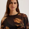 ELSTER Desenli Şifon Mini Elbise, Belden Bağlamalı