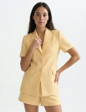 EUGENIA Özel Dikim Kısa Kollu Dokuma Blazer