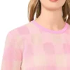 EUNICE Gingham Dokuma Örgü Kısa Kollu Üst