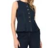 GIA Kolsuz Düğmeli Denim Üst