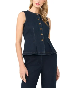 GIA Kolsuz Düğmeli Denim Üst