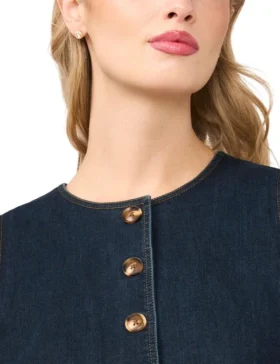 GIA Kolsuz Düğmeli Denim Üst