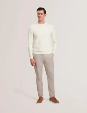 HANDLY Mikro Houndstooth Dar Kesim Pantolon