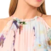 JANE Çiçek Desenli Halter Yaka Şifon Maxi Elbise