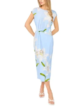 KAITY Zambak Desenli Jersey Bodycon Midi Elbise