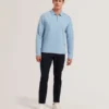 KALEND Balıksırtı Desenli Fermuarlı Uzun Kollu Polo