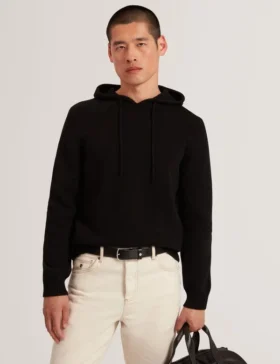 KINS Yün Oranı Yüksek Örgü Uzun Kollu Kapüşonlu Sweatshirt
