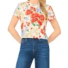 KNITTOP Poppy Desenli Dar Kesim Tişört