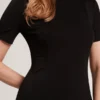 Kısa Kollu Jersey Maxi Elbise Siyah
