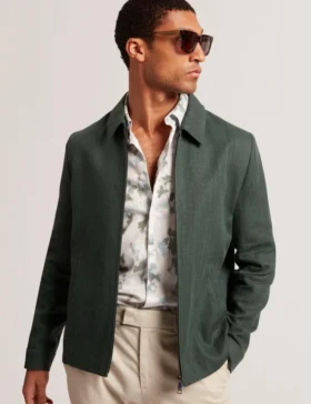 KUMARH Keten Karışımlı Fermuarlı Harrington Ceket
