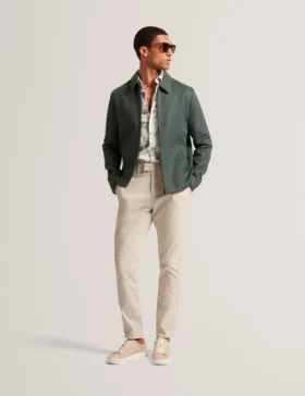 KUMARH Keten Karışımlı Fermuarlı Harrington Ceket