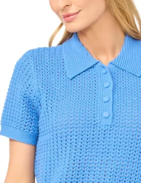 LILAC Açık Örgü Kısa Kollu Polo Gömlek