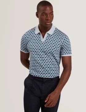 LIRIEN Geometrik Jakarlı Pike Polo Gömlek