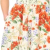 MARI Poppy Desenli Pamuklu A-Line Midi Etek