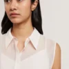 NORELLA Şeffaf Organze Uzun Kesim Kolsuz Bluz