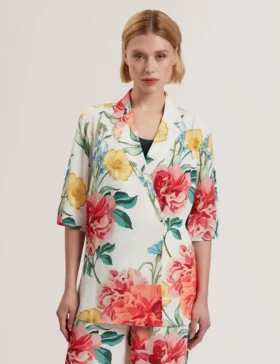NYMPHA Çiçek Desenli Kısa Kollu Oversized Blazer