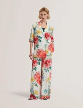 NYMPHA Çiçek Desenli Kısa Kollu Oversized Blazer