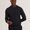 ORLAITE Waffle Örgü Yuvarlak Yaka Sweatshirt