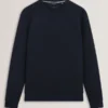 ORLAITE Waffle Örgü Yuvarlak Yaka Sweatshirt