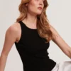 RİBLİ KREW YAKALI TANK TOP Siyah
