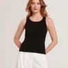 RİBLİ KREW YAKALI TANK TOP Siyah
