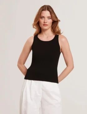 RİBLİ KREW YAKALI TANK TOP Siyah