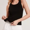 RİBLİ KREW YAKALI TANK TOP Siyah