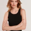 RİBLİ KREW YAKALI TANK TOP Siyah