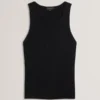 RİBLİ KREW YAKALI TANK TOP Siyah