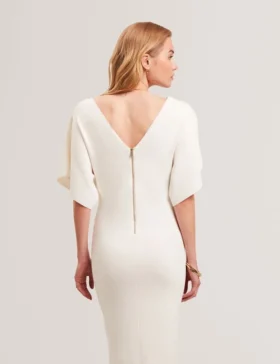 REBEXXA Geniş Kollu Örme Bodycon Midi Elbise