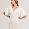 REBEXXA Geniş Kollu Örme Bodycon Midi Elbise