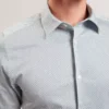ROMMANN Mikro Geometrik Desenli Dar Kesim Kısa Kollu Gömlek