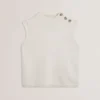 RONDHER Gül Düğmeli Yün Örgü Tank Top