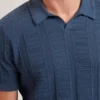 RUZZA Dokulu Çizgili Açık Yaka Örme Polo Gömlek