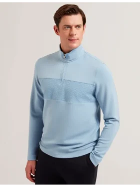 SIMONEA Dokulu Panelli Yarım Fermuarlı Modal Sweatshirt