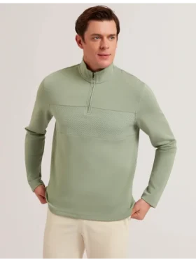 SIMONEA Dokulu Panelli Yarım Fermuarlı Modal Sweatshirt