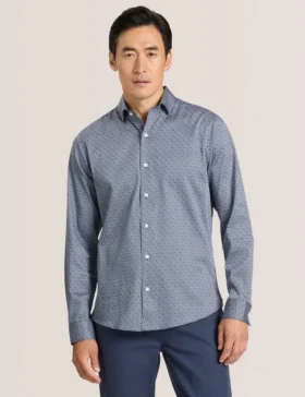 SOREN UZUN KOL CLAROT DESENLİ GÖMLEK Koyu Denim