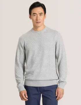 T DİKİŞLİ UZUN KOLLU YUVARLAK YAKALI KAZAK Grey Heather